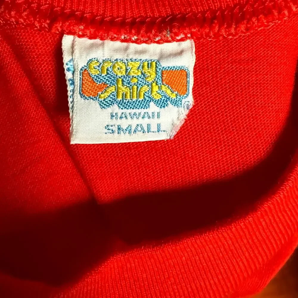 Vintage 80s Single Stitch Red White Maui Pineapple Cotton Hawaiian T Shirt Small - Picture 3 of 5